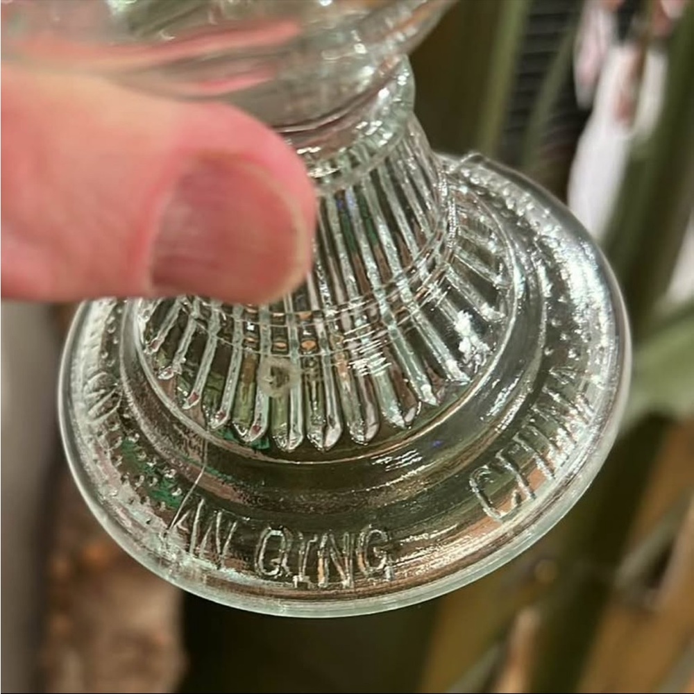 Vintage Glass Table Lamp with Brass Accents - Picture 5 of 5
